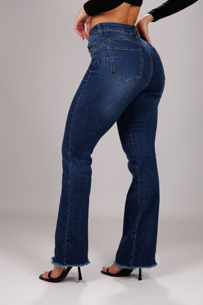 INDIGO – Flare Mid Rise – Dark Blue