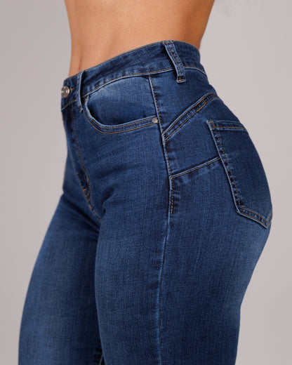 INDIGO – Flare Mid Rise – Dark Blue