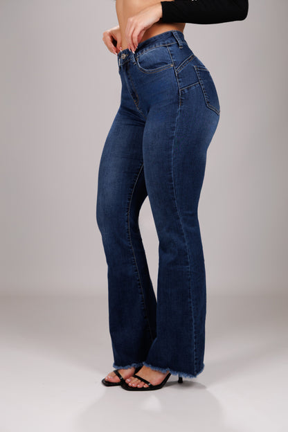 INDIGO – Flare Mid Rise – Dark Blue